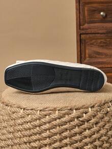 WHDXY 女式方头蝴蝶结法式平底鞋，柔软舒适休闲乐福鞋，时尚一脚蹬平底鞋，百搭春季正装鞋 - 杏色 - 查看 7