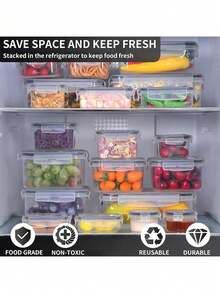 12/24pcs Food Storage Containers With LIDS Sealed, Plastic Food Containers, Used For Kitchen Storage And Organization, Sealed And Leak-Proof, Food Containers With Labels And Marks. - Black and White - View 5