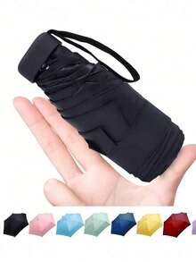 1 件五折胶囊伞两用防风防雨防紫外线遮阳伞便携式旅行轻便小巧口袋迷你折叠雨伞适用于学校、办公室、家庭、旅行、雨伞旅行、雨伞架、女士雨伞、女士雨伞防雨防风 - 彩色 - 查看 7