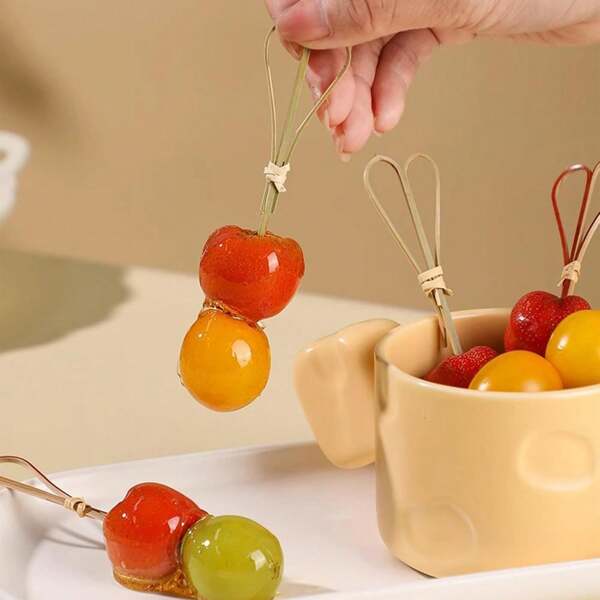 100 Pcs Natural Bamboo Cocktail Picks, 12cm, Drink And Fruit Decoration Picks, Reusable, Bamboo Joint Picks, Suitable For Party Snacks, Appetizers, Cocktail Decoration (Green)