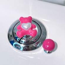 2pcs Bear Heart Flower Round Toilet Flush Assist Button, Protect Nail Art, Indoor And Car Decoration, Drawer And Wardrobe Handle, More Comfortable Life And More Exquisite Gift For Friends