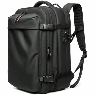 Men Travel Backpack Vacuum Compression Laptop Backpack Large Capacity Backpack 17 Inch Extended Hiking Business Backpack (Black)