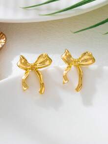 1 par de aretes elegantes y minimalistas con forma geométrica de lazo - pendientes de lazo - Ver 2