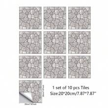 10 Peças Adesivos de Azulejo Cerâmico Autoadesivo Fosco de PVC, Papel de Parede com Estampa de Pedra Cinza, Adesivo de Parede e Piso para Decoração de Casa, Cozinha, Sala de Estar, Banheiro, Quarto, Acessórios de Cozinha, Itens de Cozinha, Decoração de Cozinha, Azulejos de Piso, Piso