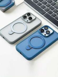 Two Different High-End Phone Cases, Namely The Magnetic Case With Bracket Function And The Magnetic Case Without Bracket, Do Not Turn Yellow, Have A Naked Feeling, Suitable For Apple 16/15/14/13/12/11promax/Pro/X/Xmax - 藍色 - 查看 3