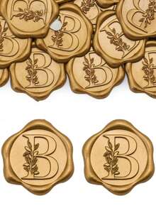 30/50pcs Letter Wax Seal Stickers, Gold Foil Self-Adhesive Wax Seal Stickers, Envelope Sealing Stickers, Gold Foil Stickers, Suitable For Thanksgiving Cards/Gift Wrapping/Wedding Engagement Party Invitations, Birthday Parties, Christmas And Other Occasions. - Bronze - View 24
