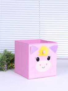 1pc Cartoon Plush Embroidered Storage Box, Square Large Capacity Storage Box For Toys, Household Items, Desk Organizer - Multicolor - View 12