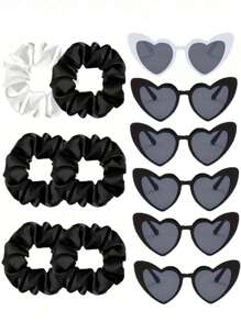 12pcs Luxurious Satin Bridesmaid Scrunchies Set - Soft Hair Ties, Fashion Glasses, And Chic Accessories For Bachelorette Party Favors, Bridesmaid Proposal Gifts, Bridal Shower, And Wedding Celebrations