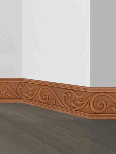 1 Rolle 3D Blumen Blätter Ranken Muster Relief romantisches Spezialdesign Sockelleisten Aufkleber, XPE Schaumstoff Material selbstklebend stoßfest Wandaufkleber, minimalistischer moderner Stil Heimdekoration, Renovierung Sockelleiste, Schlafzimmer Dekoration, Badezimmer Dekoration