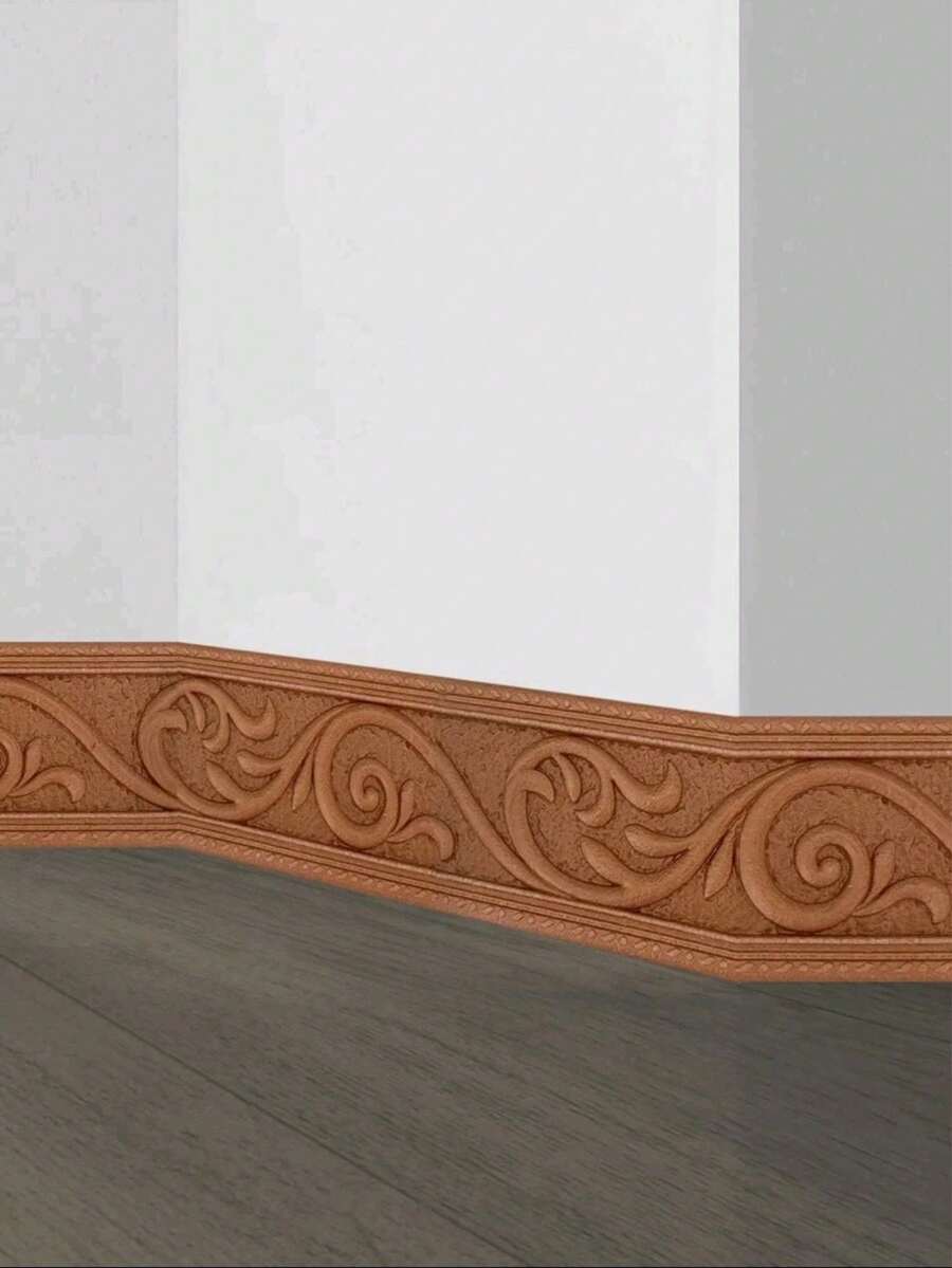 1 Rolle 3D Blumen Blätter Ranken Muster Relief romantisches Spezialdesign Sockelleisten Aufkleber, XPE Schaumstoff Material selbstklebend stoßfest Wandaufkleber, minimalistischer moderner Stil Heimdekoration, Renovierung Sockelleiste, Schlafzimmer Dekoration, Badezimmer Dekoration