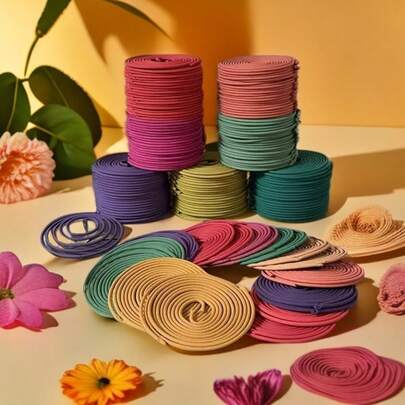 40 件天然草本香圈 - 柠檬香味驱蚊香 - 空气净化器，尺寸：6.5 厘米/2.56 英寸，燃烧时间：每圈 3-4 小时，柠檬草/鼠尾草/莲花/茉莉/薰衣草香味 - 燃烧约 3-4 小时，香味淡雅，无添加剂配方，易于清洁，天然藤条材料，便携式持久香气，非常适合家庭/厨房/餐厅装饰 - 睡眠/瑜伽/办公室/放松的必备品