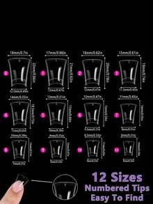 120pcs Short Duck Nail Tips, 12 Sizes Transparent Half Cover Broad Nail Tips, French Fake Nail Tips Suitable For Acrylic Nail Extensions Nails Nail Supplies - Clear - View 3
