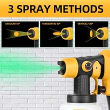 Cordless Paint Sprayer For DeWalt 20V Battery(No Battery), With Brushless Motor And Copper Nozzle 200W HVLP Spray Paint Gun Tool For Furniture Fence Walls Ceiling Door Etc - 黃色 - 查看 5