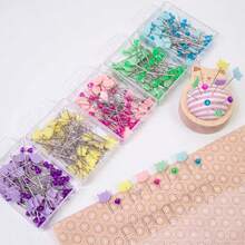 80pcs/Set Embroidery Patchwork Tools Straight Sewing Pin Cat Diamond Patchwork Pin For Sewing Quilting Positioning Pin Holder - Black - View 5