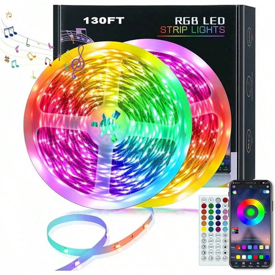 KEELIXIN 65.6ft LED Lights For Bedroom, Music Sync RGB LED Strip Lights With APP & Remote Control, Luces LED Para Cuarto, Bluetooth LED Lights For Room, Home Decoration - 130ft - View 1