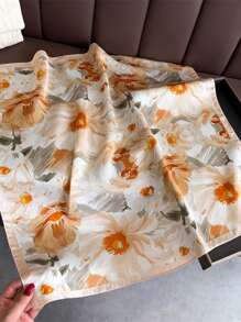 1 pieza Pañuelo, pañuelo para la cabeza, pañuelo para el cuello con estampado geométrico y floral