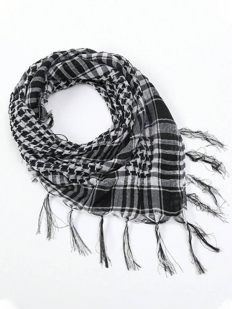 1pc Men's Tactical Desert Military Scarf, Arab Keffiyeh Scarf With Tassel Fringe - Tactical Scarf - View 1