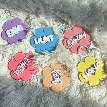 Mặt dây chuyền túi tùy chỉnh Daisy, Thẻ ba lô, Móc khóa cho bé gái, Thẻ, Móc khóa Acrylic, Mặt dây chuyền chữ Groovy, Thẻ tên ba lô, Quà tặng trở lại trường Daisy lấp lánh