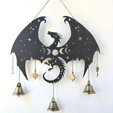 1 件巫婆铃铛木制壁挂装饰，适用于装饰庭院、客厅、阳台、窗户，风力驱动，理想的礼物，节日氛围装饰，万圣节装饰家居装饰秋季装饰房间装饰秋季装饰