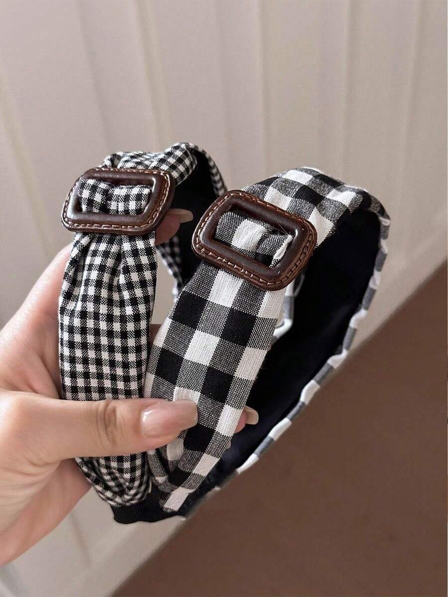 1 件复古格子头带，适合女士，时尚高端发饰，发带，发箍，秋季，发饰，头饰