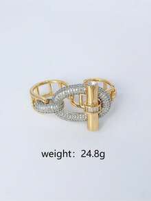 新款时尚女士不锈钢手链，优雅扣环，奢华珠宝，推荐奢华礼物 - 金色 - 查看 5