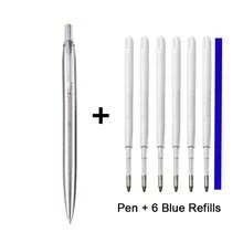 时尚简约半钢金属签名笔 - 顺滑油性圆珠笔，高端广告礼品笔，伸缩商务笔，适用于学校用品，返校 - 銀色 - 查看 11