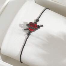 1 pieza Brazalete ajustable vintage de estilo gótico con diseño de rosa con espinas, corazón sagrado de Jesús y cruz, para mujer como regalo de fiesta de Halloween