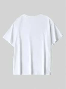 T-shirt da uomo in cotone a coste, stampa di orso in stile street, abbigliamento sportivo da uomo in stile college per la primavera e l'estate, top a maniche corte da uomo bianchi, morbidi e traspiranti.