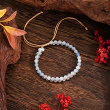 1 Pezzo Bracciale retrò bohémien da donna con pietra imperiale rossa e viola, acquamarina a doppio strato, lavorato a mano in modo semplice, un regalo quotidiano perfetto