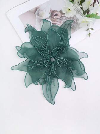 3D Embroidered 4-Layer Lace Rhinestones Trim, Handmade Bridal Gown DIY Sewing Accessory, Width: 23cm