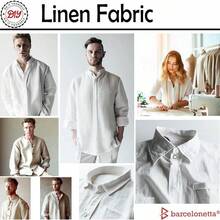 Tela de lino | Tela de lino natural | Bordado, costura | Suave, transpirable | 140 cm de ancho | 70% lino, 30% rayón | Cáñamo, yute, labor de aguja, forro (Plata, 2 yardas) - Caqui - Ver 2