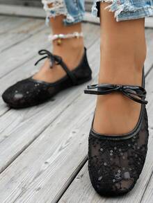 Spitze Ballerinas mit Schleife für Damen, gestrickte Hausschuhe, Lässig Ballettschuhe in Große Größen, Lässig Ballettschuhe für den Sommer, Slip-On Schuhe für Mütter, bequeme vielseitige Damenschuhe im Boho-Stil, gelb, schwarz, weiß, beige, hellblau, Leopardenmuster, Spitze Flache Schuhe für Frühling/Herbst, Lässig Schuhe in Große Größen für den Sommer, Walkingschuhe, Damen Lässig Flache Schuhe, schlabbrige Schuhe, Damen Wohnungsschuhe mit Hohlbogen und Schleife, elegante weiße Damen Flache Schuhe