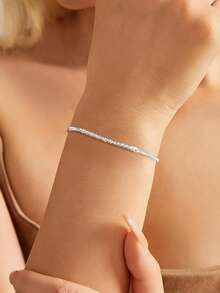 New Minimalist Sparkling Bracelet For Women's  , Niche And Versatile Temperament, Handmade Accessories - 銀白色 - 查看 5