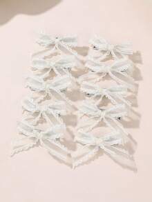 10个/套 女孩蕾丝网蝴蝶结发夹配饰 - 彩色 - 查看 7