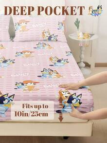 Bluey 1 bộ ga trải giường Bruie, bộ đồ giường họa tiết Bruie lớn lên, tấm bảo vệ nệm, ga phủ giường, đồ dệt gia dụng thoải mái, tấm bảo vệ nệm thoáng khí thân thiện với da, chống xù lông, ga phủ giường hoạt hình, trang trí nhà cửa, ga phủ giường trang trí phòng ngủ/ký túc xá, trang trí mùa thu, trang trí phòng. - Hồng - Xem 4