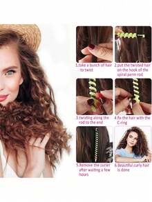 About 20 Pieces DIY Spiral Hair Curler Set, Heat Damage Free, Unisex Styling Kit, Mother's Day Gift, Natural Spiral Hair Curler - Hairdressing Hair Rollers And Plastic Salon Set Suitable For Women And Girls, Morgan Model Spiral Hair Curler With Clip, Men's Salon Tool (Product Packaging And Color Sent Randomly), Hair Rollers, Heatless Curls, Hair Curler - Multicolor - View 6