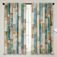 2pcs/Set Nordic Style Simple Wood Pattern Door Curtain, Lightweight And Ventilated, Suitable For Cozy Bedrooms, Chic Offices, Fashionable Kitchens, Warm Living Rooms, And Peaceful Study Rooms