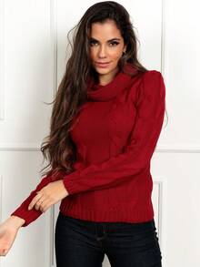 Women Sweaters - Burgundy - View 4