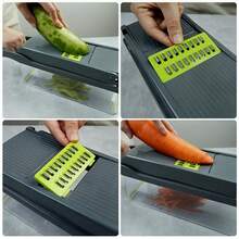 1 套多功能切碎机、带容器的食物切碎机、厨房蔬菜洋葱切碎切片机、土豆切丝器沙拉切碎机不锈钢蔬菜切片机、带可更换刀片的手动食物切碎机、手持式切片机和切片机、带容器的洋葱切片机