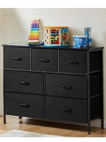 Fabric Storage Dresser With 9 Drawers, Steel Frame And Wooden Top For Bedroom, Closet And Entryway - 黑色 - 查看 15