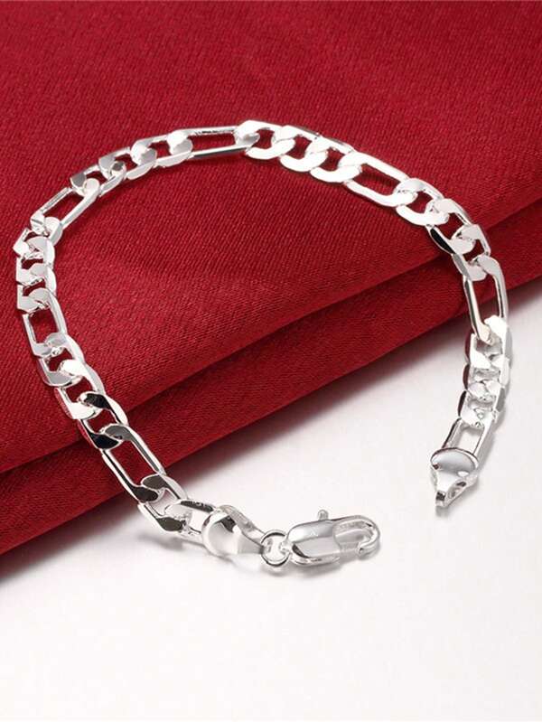 Pulsera de plata de ley 925 con cadena de 6mm, regalo de boda elegante para hombres y mujeres, joyería de moda hermosa de 20 cm/8 pulgadas, pulsera casual