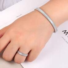 2入組時尚立體鑽石星空裝飾手環和封閉戒指組,適用於女性日常穿著 - 金色 - 查看 11