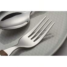 ANNOVA Juego de cubiertos de acero inoxidable con remaches/cubiertos de estilo retro (Light Purple, 20 Pieces) - Nogal/Madera 303 - Ver 9