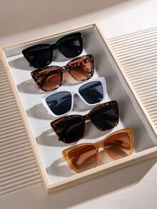 3pcs Fashionable Cat Eye Women's Fashion Glasses - Classic Leopard Print, Gradient Brown, And Black Frames The Fashion Crowd For Summer Beach Vacation,Outdoor,Travel - Multicolor - View 2