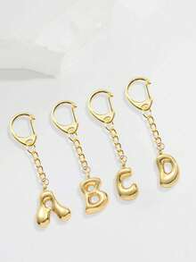 Bubble Alphabet Cute Charms Bag Pendants - Alphabet A-Z, Shiny Alloy Bag And Backpack Charm - Perfect Gift For Birthdays And Special Occasions, For Women And Girls, Purse And Handbag Accessories. - Gold - View 2