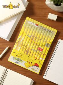 pokemon 6Pcs New Pokémon Pikachu Ballpoint Pen And Sub Mother Eraser Students Less Crumbs Clean And Do Not Leave Marks Cute Pikachu Student Gift A Variety Of Cartoon Patterns Stationery Student Back To School