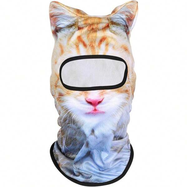 3D Cat Ski Mask Balaclava With Ears - Cat Shiesty Face Cover For Skiing, Music Festivals, Cycling, Halloween Parties