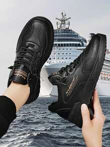 Modische Skateboard-Schuhe für Teenager, Lederobermaterial, wasserdicht, flache Sohle, rutschfest, verschleißfest, geeignet für Lässig sport, ganzjährig