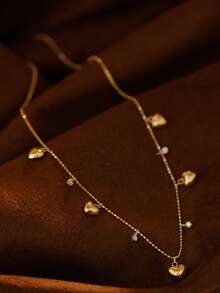 1 件 S925 纯银原创泡泡心形方晶锆石吊坠项链，优雅女士日常佩戴，节日派对礼物珠宝 - 泡泡愛心女士項鍊 - 查看 5