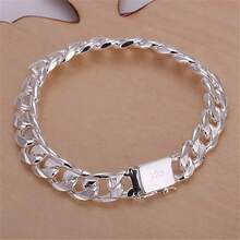 High Quality Fashion Hot 925 Sterling Silver Plated Bracelets Charm 10MM Chain Men Women Wedding Jewelry Gift - Silver - View 1